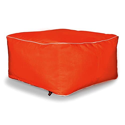 Sunbrella Large Square Bean Bag Ottoman, Melon