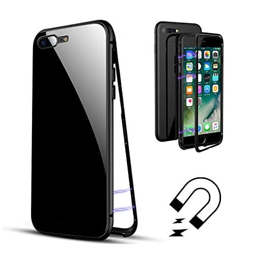 iPhone 7 plus/8 plus Case, RedHoney magnetic mobile phone case, ultra-thin magnetic adsorption metal frame tempered glass scratch-resistant non-slip surface for APPLE iphone 7 plus/8 plus