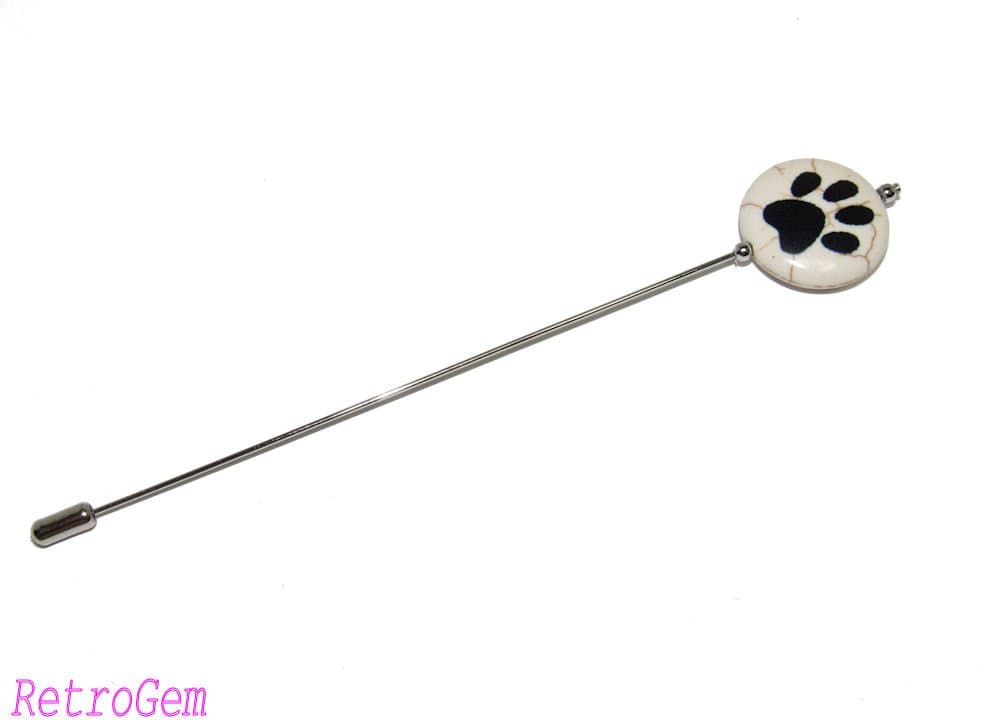 RetroGem Beaded Silver Tone Hat Pin