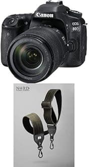 Canon EOS 80D Digital SLR Kit with EF-S 18-135mm f/3.5-5.6 Image Stabilization USM Lens (Black) with Universal Camera Strap with Quick Release System