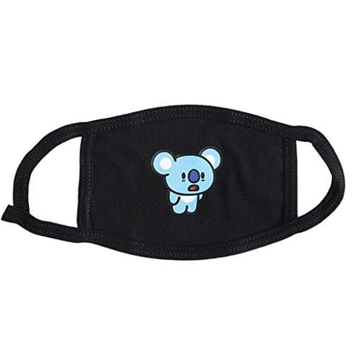 Chiic 1Pc Cotton Half Face Mouth Mask with Earloop, Kpop BTS Colorful Cute Cartoon Animal Printed Dustproof Muffle Respirator Mask for Teens Unisex 16 Patterns (N#)
