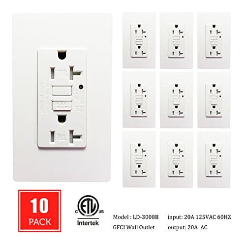 [10 Pack] SECKATECH 20 Amp 125 Volt Tamper-Resistant GFCI Wall Outlet Receptacle with 20 Free Wall Plates. The Product Details in the Description--ETL Listed,White