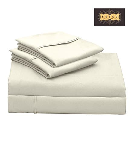 300 Thread Count 100% Cotton Sheet Set, Soft Sateen Weave,King Sheets, Deep Pockets,Home &amp; Hotel Collection,Luxury Bedding-Bestseller- Super Sale 100% Cotton,Ivory by ESSEU