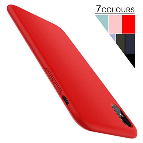 iPhone X Case,XUNDD Liquid Silicone Gel Rubber Case Shockproof Protection with Soft Microfiber Cloth Lining Cushion for Apple iPhone X Red
