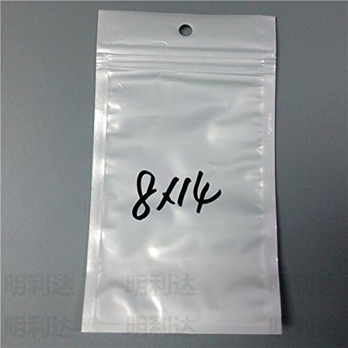 zipper lock reclosable poly bag size 8 *14CM clear front pear white backside 100pcs