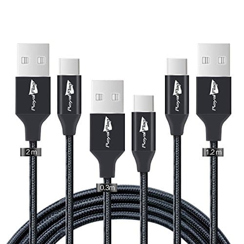 Royal Flag [3-Pack:6.6FT 4FT 1FT] USB Type C Cable Sync Charge Data Braided Cable USB C To USB Cord For LG G5 V20, Nexus 6P 5X, Lumia 950XL Google Pixel, Macbook Oneplus Huawei HTC