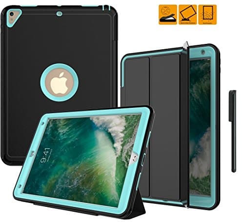 iPad Pro 10. 5 Inch Case , Fitvers Slim Shockproof Rugged Heavy Duty Cover, Three Layer Hard PC+Silicone Hybrid Impact Resistant Full Body Protective with Screen protector and Free Stylus- Lightblue