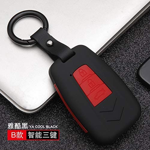 aiku ABS FOB Remote Cover Replacement Case Shell Leather Key Chainring Keychain for Toyota Camry Corolla REIZ PRODA Prius VIOS Landcruiser Coaster Yaris Crown Highlander (Type B, Black Color)