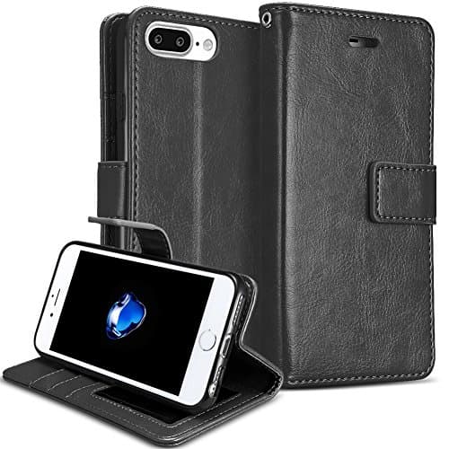 iPhone 7 Plus and iPhone 8 Plus Wallet Case, TekSonic [Black] PU Leather Wallet Phone Case [Card Slot] [Flip] [Wallet] [Stand] Carry-All Case for iPhone 7 Plus and 8 Plus Devices (5.5 Inch)