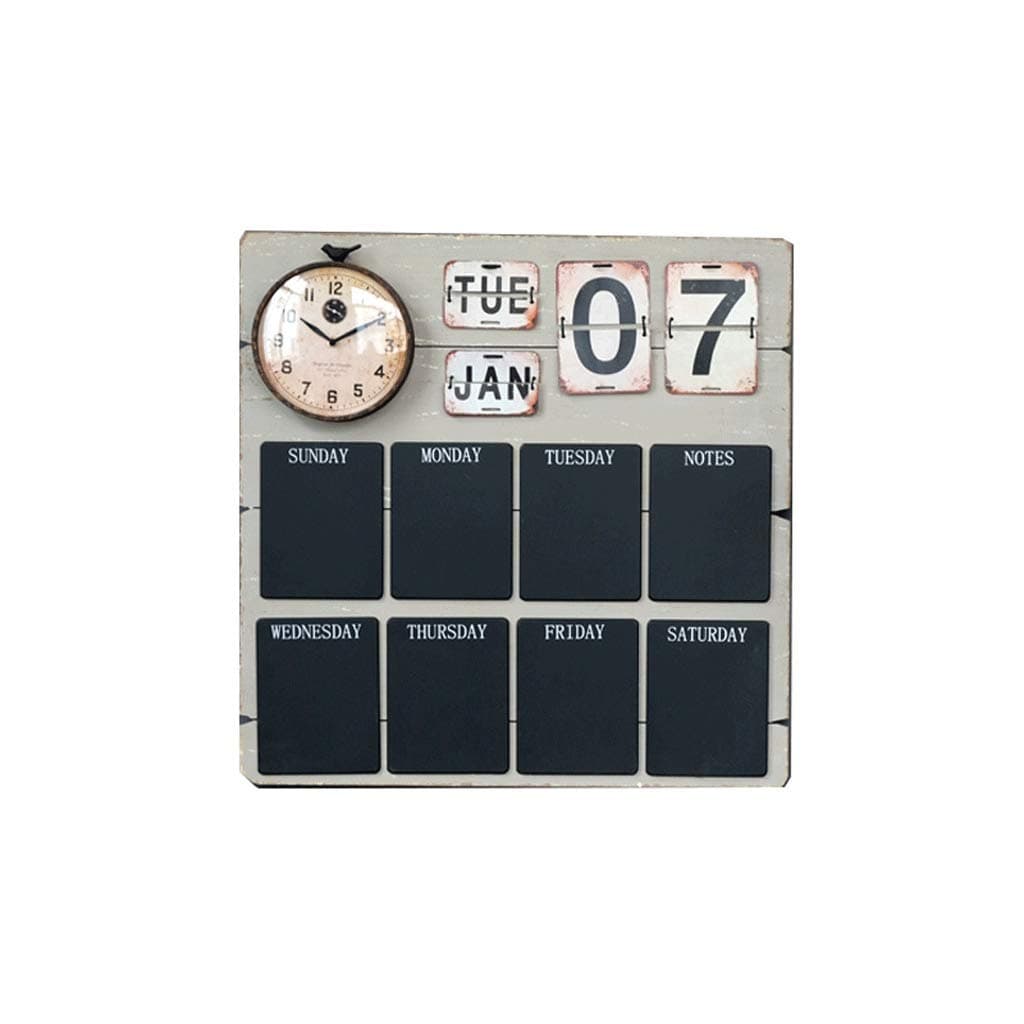 ZLZGZ Vintage Wall Clock, with Calendar, Message Board, Multi-Function, Wood Quartz Clock, Diameter 70cm, Living Room, Bar, Cafe