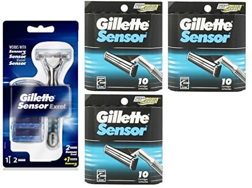 Gillette Sensor Excel Razor w/ 2 Sensor Excel Cartridges &amp; 1 Sensor3 Cartridge + Sensor 10 Ct. Refill Blades w/ FREE Loving Care Packette (3 Pack)
