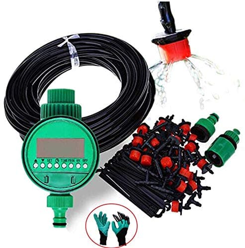 ontopon 25m DIY Micro Drip Irrigation System Plant Self Automatic Watering Garden Hose Kits with Adjustable Dripper with a Free Garden Glove (25m)