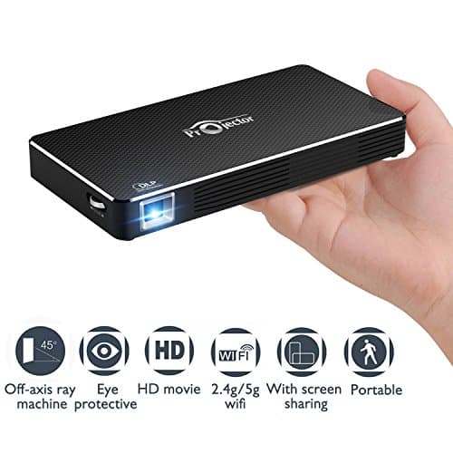 Mobile Pico Video Projector Portable Mini Pocket Size for iPhone and Android,HD Home Theater Cinema Projector with1080P HDMI USB Bluetooth Wifi TF Card