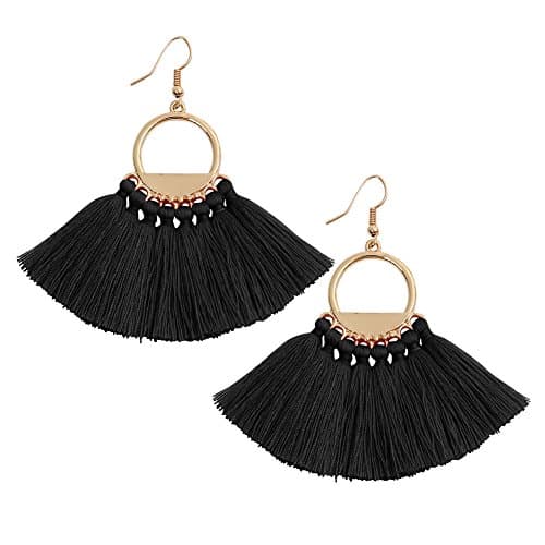 Bohemia Ethnic Tassels Dangle Earrings Eardrop Black