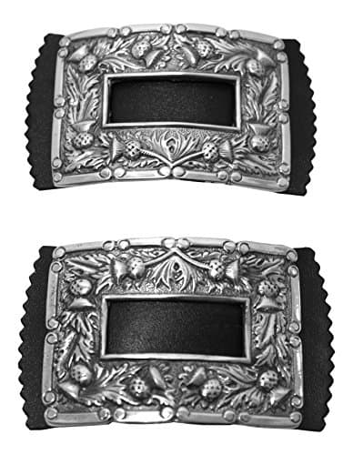 Stunning Solid Pewter Thistle Deisgn Brogue Shoe Buckles