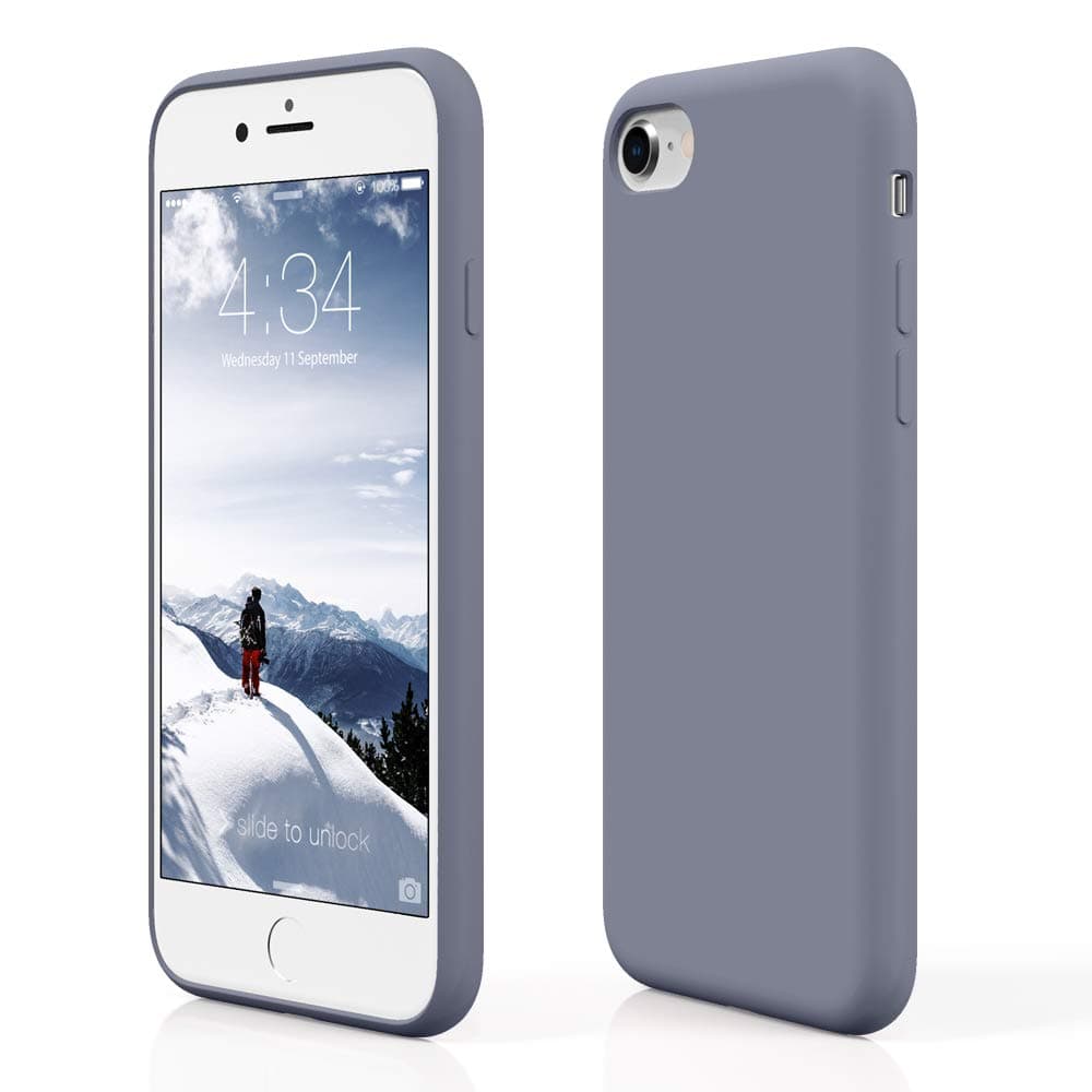 PCGAGA Silicone Case for iPhone SE 2020, iPhone 8 Silicone Case, iPhone 7 Silicone Case, Slim Rubber Protective Phone Case for iPhone SE (2020)/iPhone 8 (2017)/iPhone 7 (2016) 4.7" (Lavender Gray)