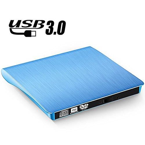 YAHEY External CD Drive, Ultra Slim USB 3.0 CD DVD-RW DVD ROM Drive For High Speed Data Transfer and Laptop Notebook PC Desktop Computer Support Mac OSX, Windows/Vista/7/8/8.1/10(blue)