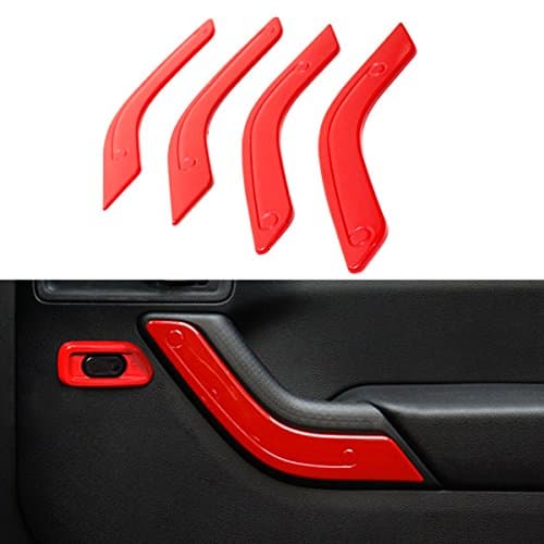 ICARS Red Interior Inner ABS Door Handle Trim Guard Accessories for 2011 2012 2014 2013 2014 2015 2016 2017 Jeep Wrangler JK &amp; Unlimited 4 pcs