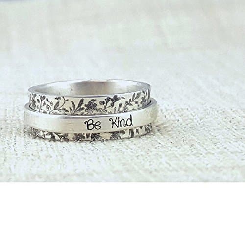 Inspiration Ring - Work Hard Stay Humble Be Kind - Personalized Spinner Ring - Statement Ring - Worry Ring - Sterling Silver Ring