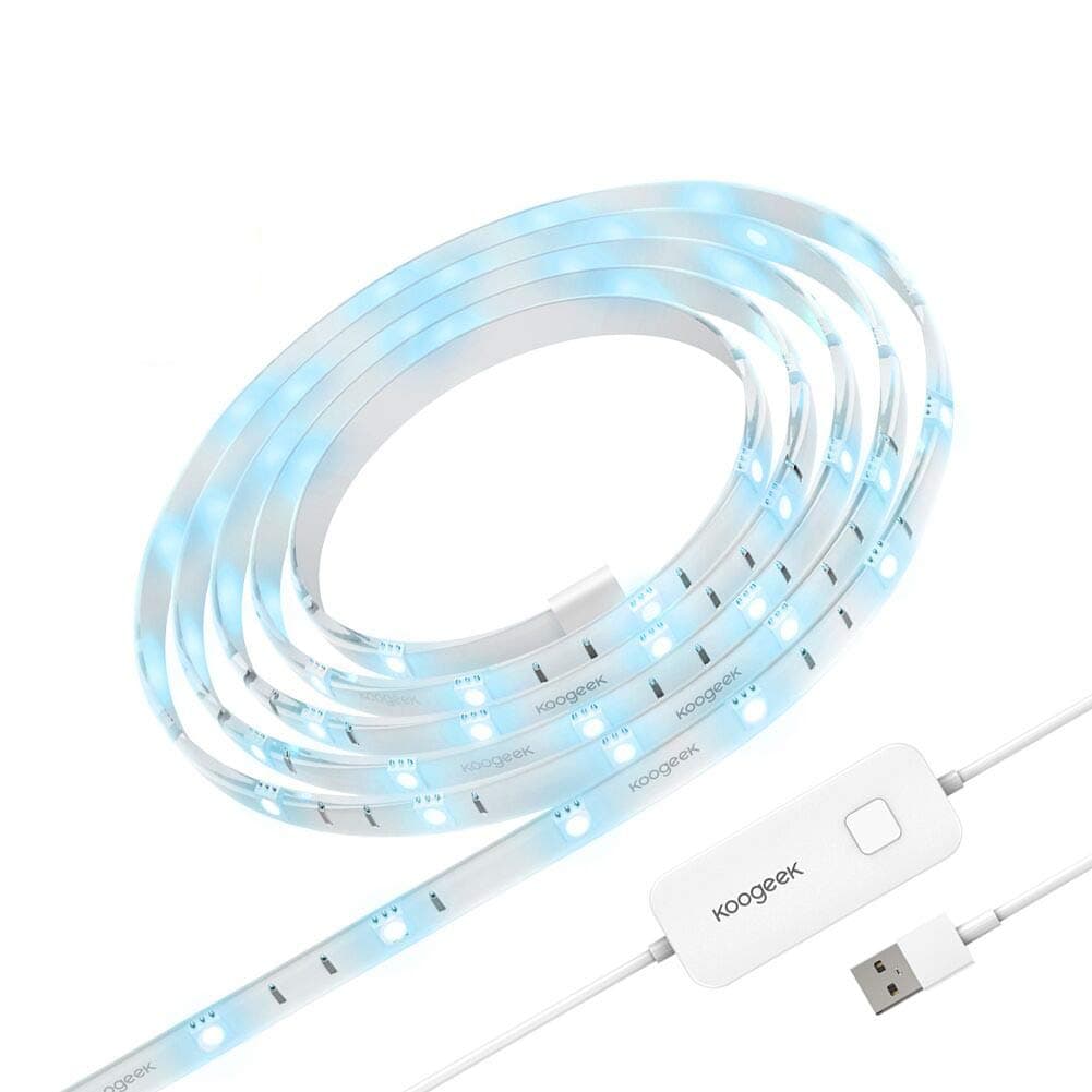 LED Strip Lights, Koogeek Dimmable Smart Strip Lights Siri Timer Remote Control, 16000K Colors USB Powered 6.56ft Compatible with Apple HomeKit, Android, Alexa, and Google Assistant on 2.4Ghz