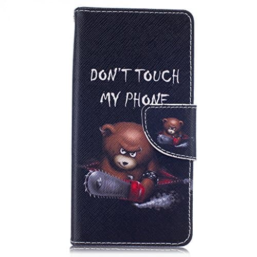 Case For Hawei P9 Lite,Ramidy Take a chainsaw Bear Premiun PU Leather Stand Flip [Magnetic Closure] Wallet Protectiove Skin Case Cover With Card Slots For Huawei P9 Lite (not for Huawei P9)