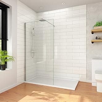 ELEGANT 1000mm Wet Room Shower Enclosure Easy Clean Screen Panel with 800x1600mm Walk in Stone Shower Tray and Waste