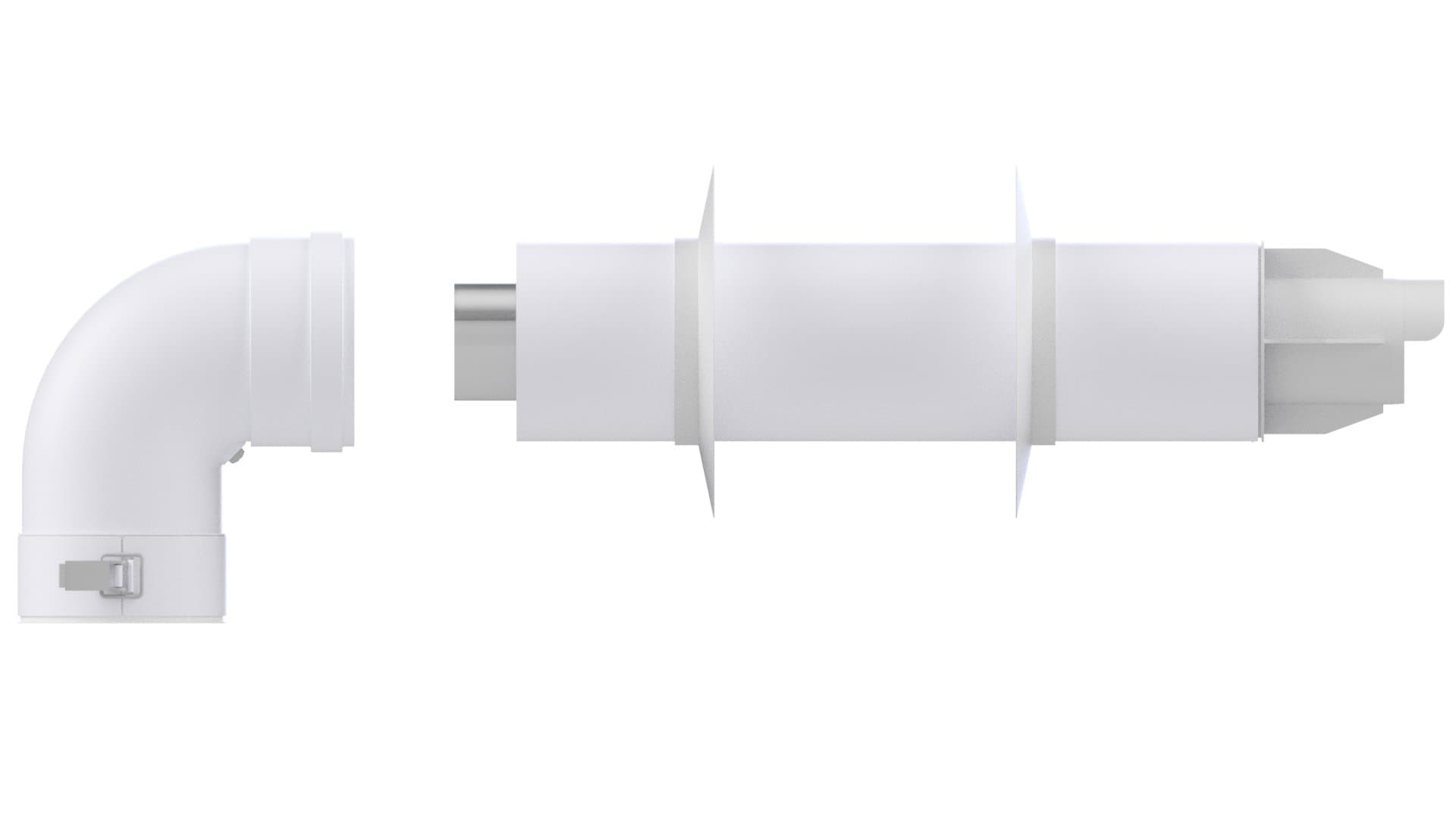 ARGO - BAXI - ROCA - COMPLETE KIT Ø60/100mm (Ø2,36/3,93in) compatible for conventional boiler, with 90° bend and extension with terminal and accessories, for air inlet and flue outlet