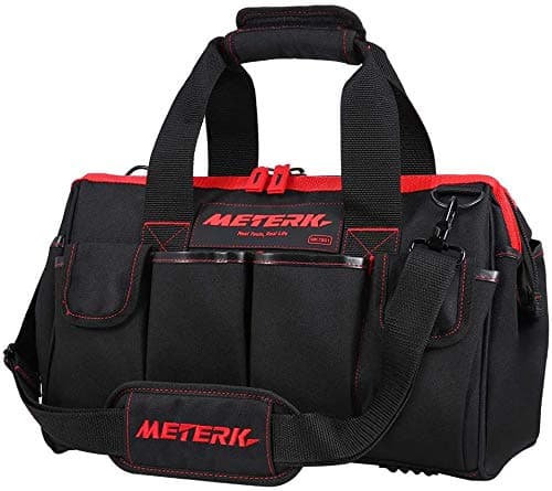 Meterk Tool Bag 16 Inch Tools Bag with Large-capacity and 17 Small Tool Bag,Adjustable Shoulder Straps and Wear Resistant Rubber Base,Tool Bags for Women and Men,Craftsman,Gardening,construct
