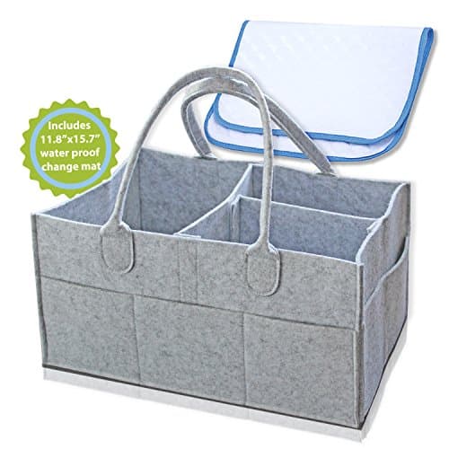 BABY DIAPER CADDY - Includes Waterproof Changing Pad Liner Mat, Suitable for Diapers, Wipes, Toys and Baby Essentials - Useful as a Storage Bin for Nursery and Organizer for Home and Car