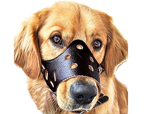 photoiscool Dog Muzzle Leather, Adjustable Anti-Biting Dog Leather Muzzle, Breathable Safety Pet Puppy Muzzles Mask for Biting and Barking (Stop Dogs from Biting, Barking, and Chewing)