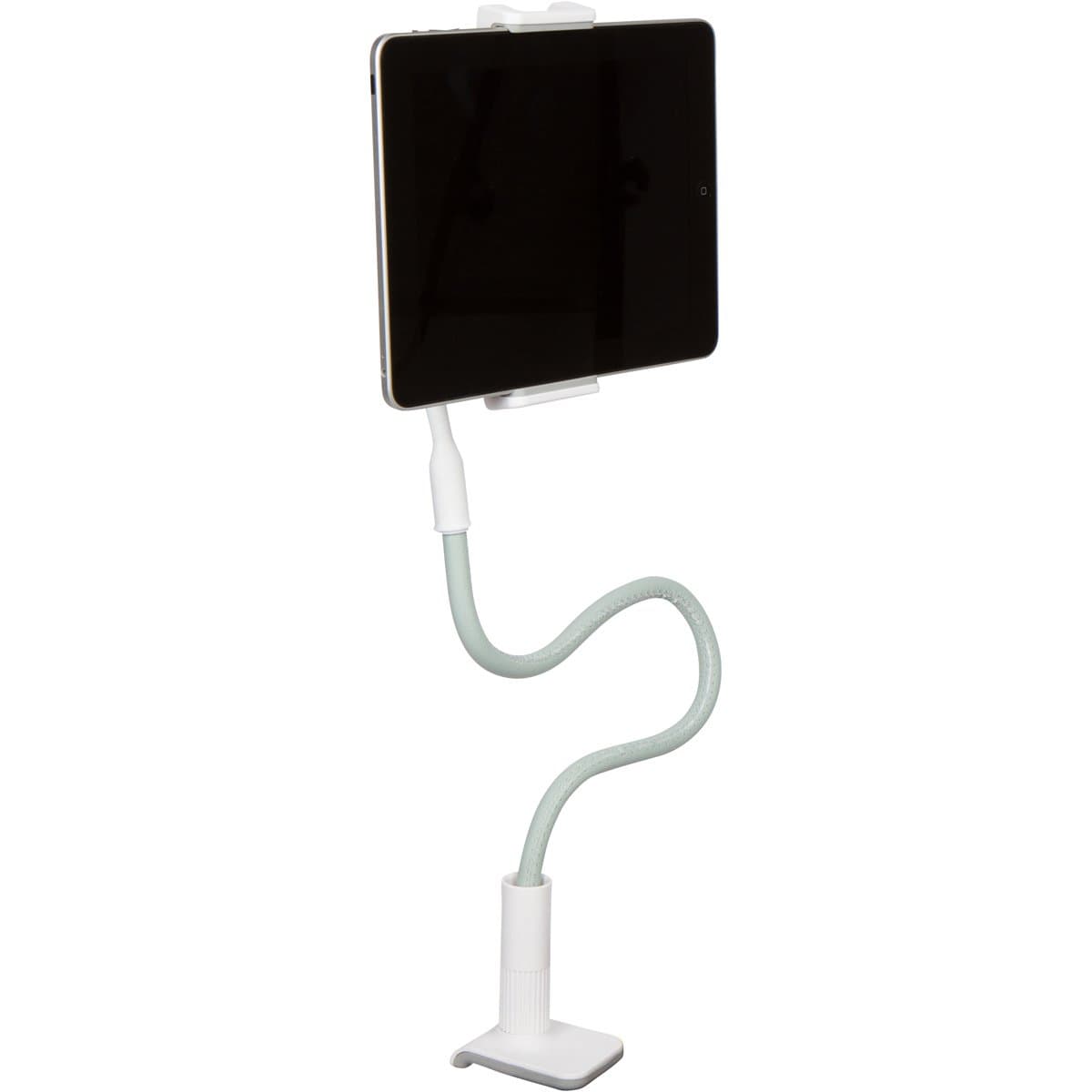 Clamp Mount Leather Tablet Stand for iPad and iPhone - 1 Meter Tall Adjustable Arm 360° Rotating Gooseneck Swivel Universal Lazy Holder for Bed or Office