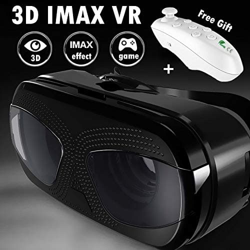VR Virtual Reality Goggle for Adult & Kid, iOS Android PC Phone 3D VR Viewing Glasses w/Remote Compatible for iPhone X S 8 7 6 + Samsung Galaxy S9 S8 S7 S6 Edge, VR Headset for 3D Video Game, Black