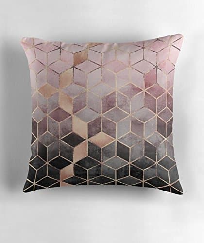 Hiaopp Pink And Grey Gradient Cubes Throw Pillow Case Decorative Cushion Cover Pillowcase 18 X 18 Inch