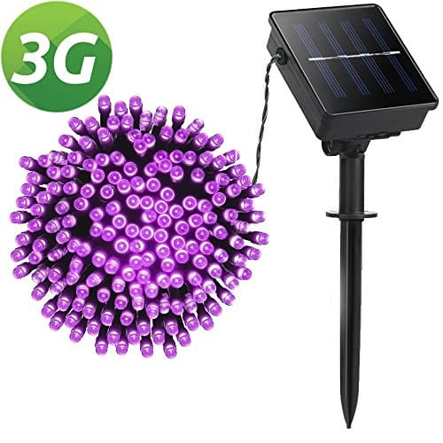 Lellel 3rd Gen Super Bright Solar Outdoor LED String Lights, for Yard Patio Garden Tree Party Wedding Decoration, Purple With 8 Working Modes