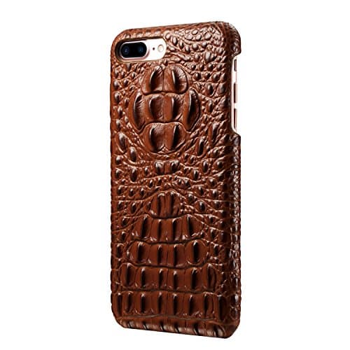 Ying ze IPhone 7 Case Genuine Leather 3D Crocodile Back Protection For Apple iPhone 7 4.7 inch (Brown)