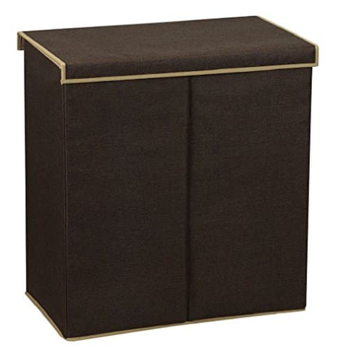 Double Hamper Laundry Sorter with Magnetic Lid Closure