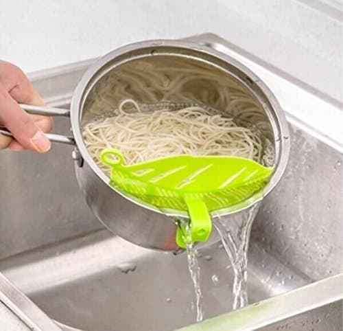 Drhob 1PC Durable Clean Leaf Shape Rice Wash Sieve Beans Peas Cleaning Gadget Kitchen Clips Tools(Color:random)