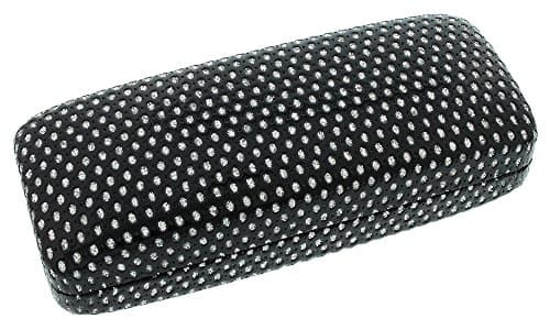 Evolution Eyes Womens Hard Eyeglass Case, Sparkle Glitter Dots On Black Finish