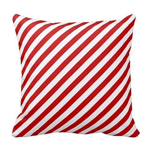 Red White Candy Cane Striped Christmas Throw Pillow Case