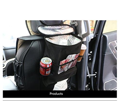Auto Back Organizer Car Seat Back Organizer Auto Ice Pack Bag Auto Seat Back Organizer Standard Multi-Pocket Bigger Travel Storage Bag Heat-Preservation For Water milk book Bottle Cool Beer(black)