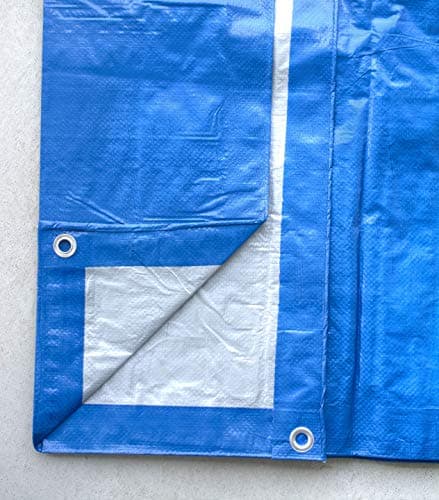 15' x 30' Waterproof Tarp, Medium Duty Reversible Blue/Silver, Multipurpose Indoor and Outdoor Tarps for Tents, Wood Cover, Furniture, Car, Boat, Pool, Tear Resistant, Blue
