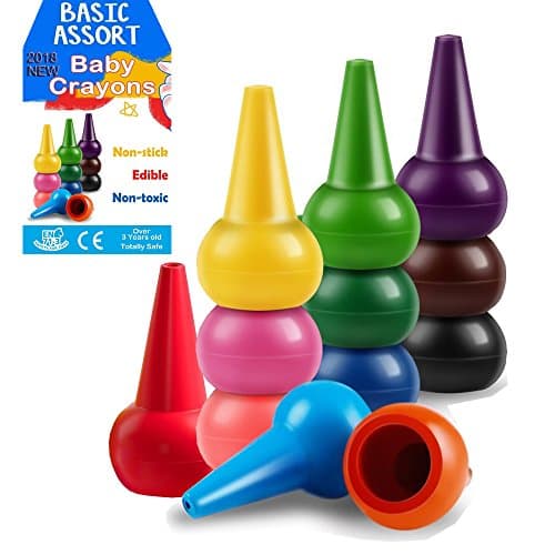 MDORANGE Crayons for Toddlers, 12 Colors Paint Crayons Sticks Stackable Toddler Toys Safety and Non-Toxic Baby Toys, Finger Paint for Kids Boys and Girls