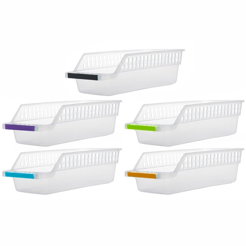 Plastic Storage Boxes Refrigerator Baskets with Handle - Handy Food Storage Container Fridge Tray Pantry Organizer - Rectangular Basket for Organising Shelves, Kitchen by Lambert