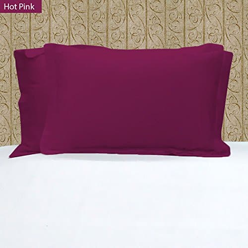 1-Pair-Pillow-Cases 400 Thread Count 100% Egyptian Cotton for Maximum Softness and Easy Care Solid Pattern All Size & Colors ( King ,20" x 40" (50 x 101 cm) Hot Pink)