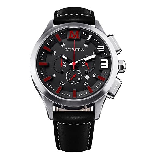 LINMIRA Big Dial Luminous Pointer Multi-Functional Water Resistant Quartz Sports Men Watch