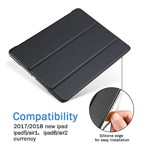 Dyasge iPad 9.7 2018/2017 Case, Lightweight Smart Case Trifold Stand with Auto Sleep/Wake Function, Microfiber Lining, Hard Back Cover for The Apple iPad 9.7 iPad 5th/6th Generation,Black