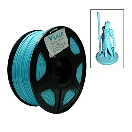 VSHEN 3D Printer Filament 1KG (2 lb) 1.75 mm +/- 0.03 mm Accuracy 2.2 lb Spool Light Blue PLA