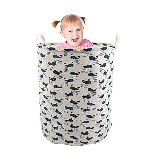 Laundry Hamper Storage Basket 19.7" x 15.7" Large Toy Storage Bin Waterproof PE Coating Bin for Kids Bedroom Clothes (blue)