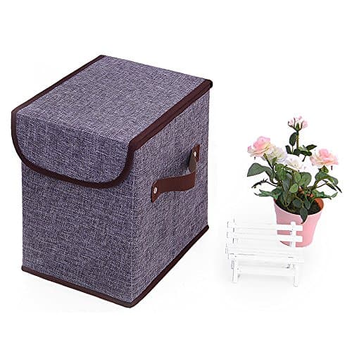 Foldable Fabric Cloth Storage Box Cube Bins Organizer with Lids (GREY)