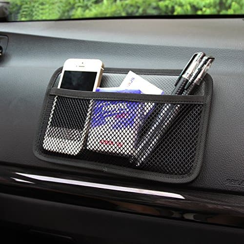 happyle Car phone bag car pockets storage bag paste type utility vehicle net bag storage box car supplies(black)